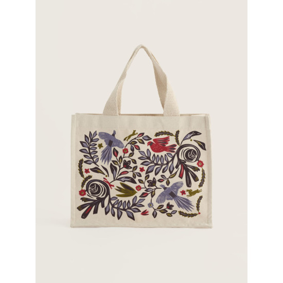 Seasalt Canvas Cute Bag - Folky Scene Dark Hellebore