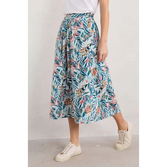 Seasalt Cliff Road Midi Skirt - Kelp Forest Chalk