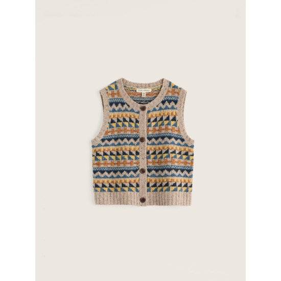 Seasalt Dawson Pick Fair Isle Vest - Zig Zag Geo Bright Marine Mix