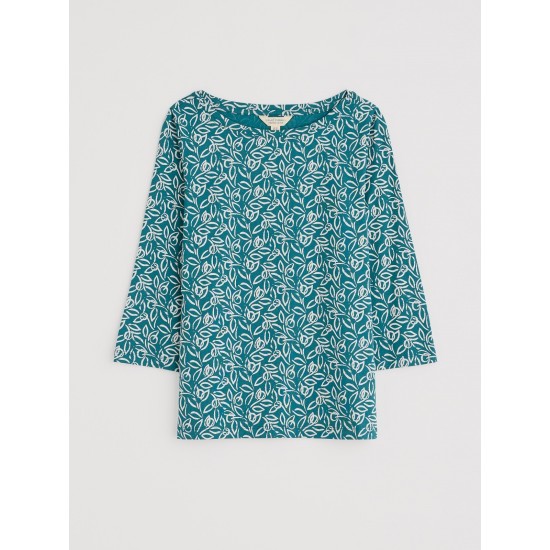 Seasalt Easel 3/4 Sleeve Top - Painterly Leaf Lake