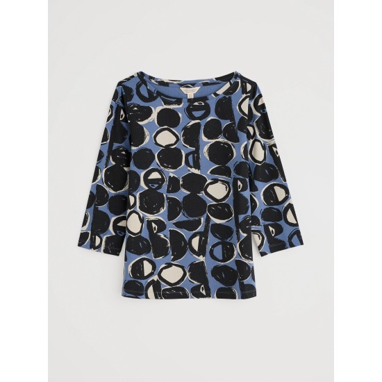 Seasalt Easel 3/4 Sleeve Top - Pebble Monoprint Mussel