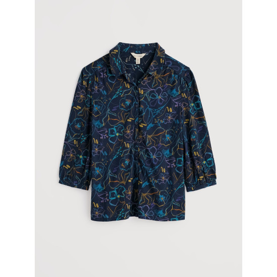 Seasalt Embrace 3/4 Sleeve Shirt - Drawn Floral Maritime
