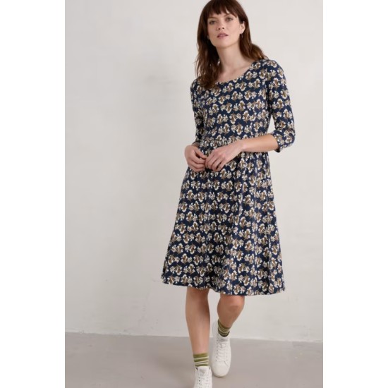 Seasalt Enor 3/4 Sleeve Dress - Printed Seaweed Maritime