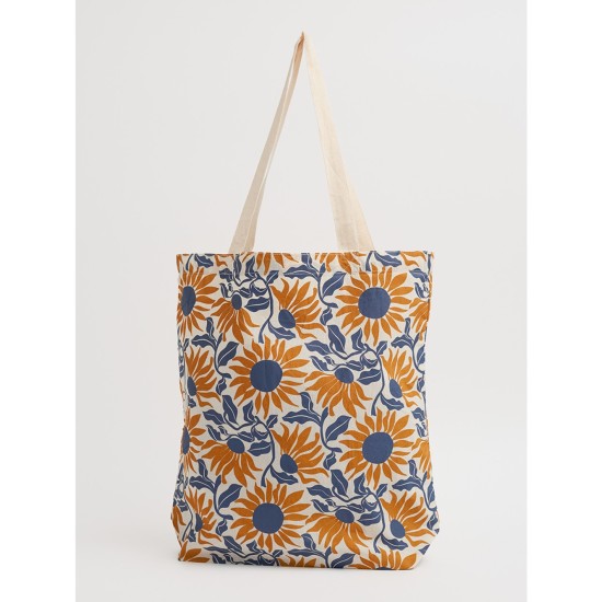 Seasalt Foldaway Canvas Shopper - Bold Sunflower Daylily Ship