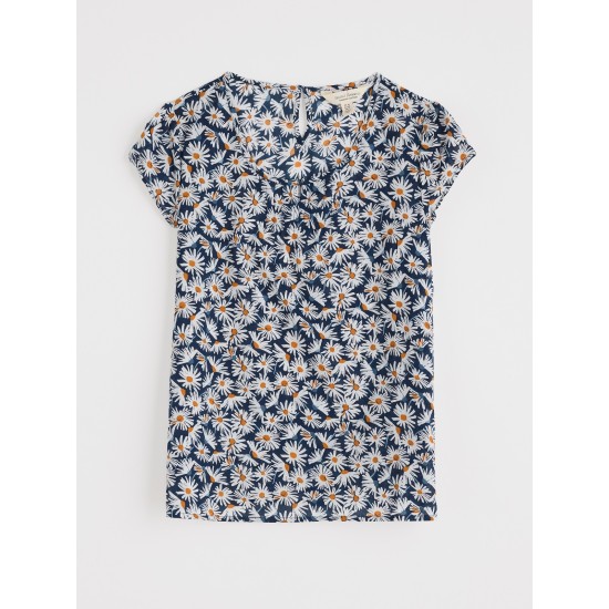 Seasalt Garden Gate Cotton Top - Scatter Daisy Maritime