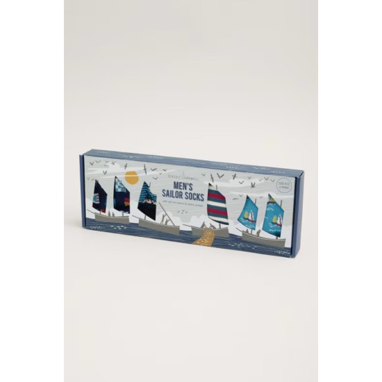 Seasalt Gift Box of 4 Men's Sailor Socks - Goldsinney Mix