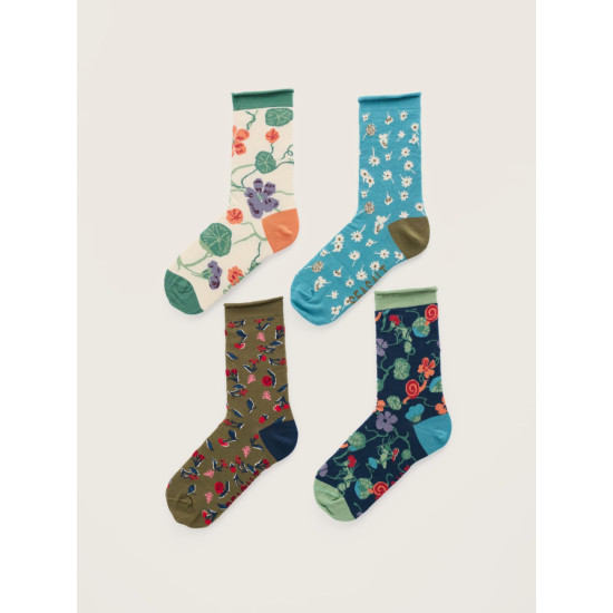 Seasalt Gift Box of 4 Women's Arty Floral Socks - Bouquet Mix
