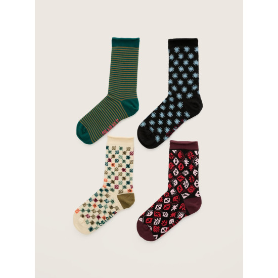 Seasalt Gift Box of 4 Arty Geometric Socks - Festivity Mix