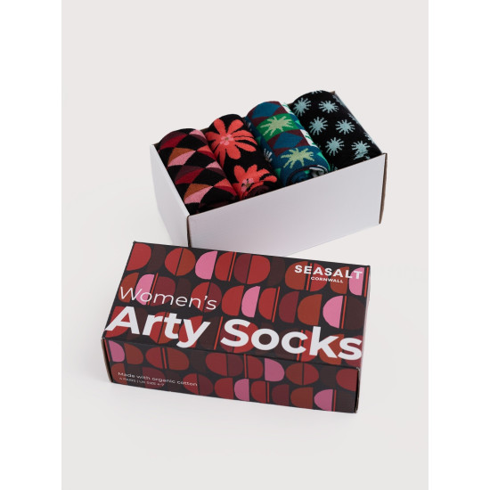 Seasalt Gift Box of 4 Women's Arty Geometric Socks - Printmaker Mix