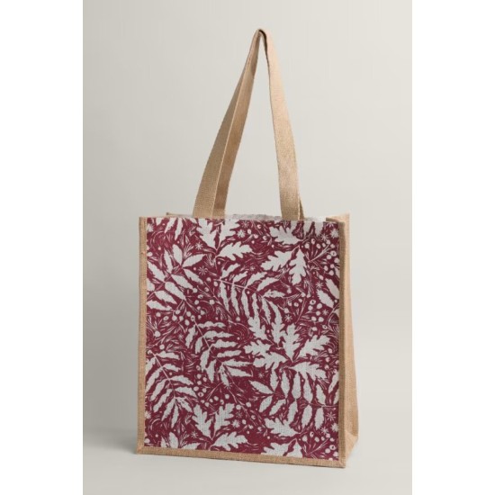 Seasalt Jute Shopper - Frosted Leaves Dahlia