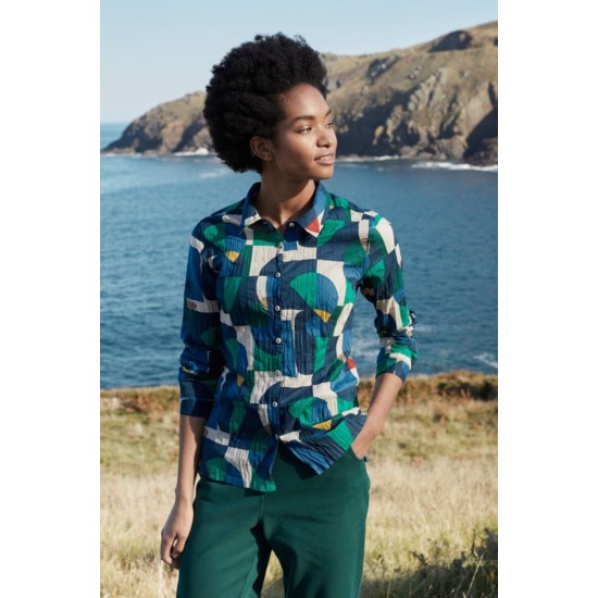Seasalt Larissa Organic Cotton Shirt - Abstract Collage Mix