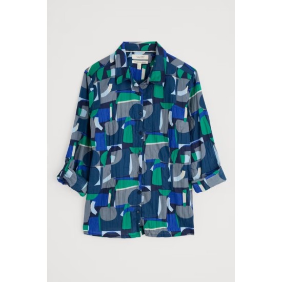 Seasalt Larissa Organic Cotton Shirt - Zennor Abstract Maritime