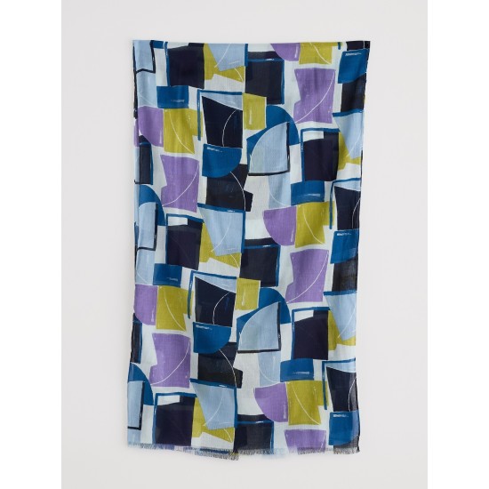 Seasalt May Garland Printed Scarf - Block Shapes Bilberry