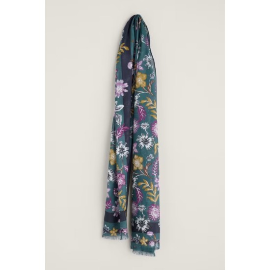 Seasalt May Garland Printed Scarf - Bloom Border Dusky Jade