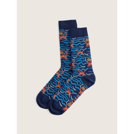 Seasalt Men's Arty Cotton Socks - Summer Nautical Squall