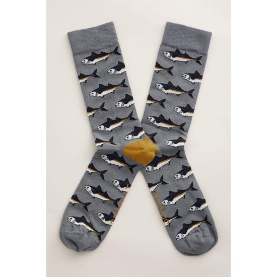 Seasalt Men's Arty Socks - Shoal Sweep Graphite