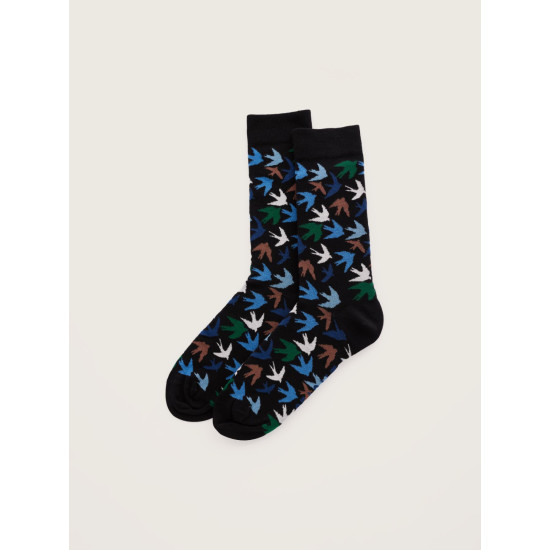 Seasalt Men's Bamboo Arty Socks - Flight Path Collage Inkwell