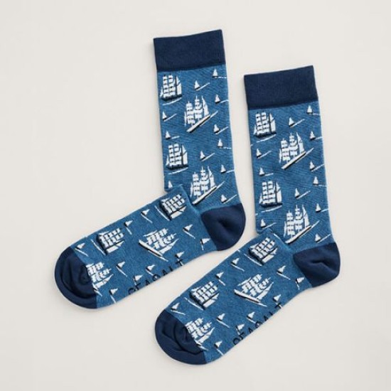 Seasalt Men's Bamboo Arty Socks - Spirit Sail Raincloud