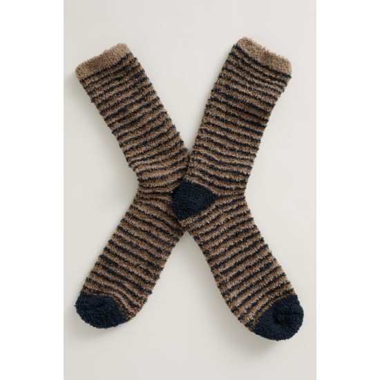 Seasalt Men's Fluffies Socks Short - Ladder Moorstone