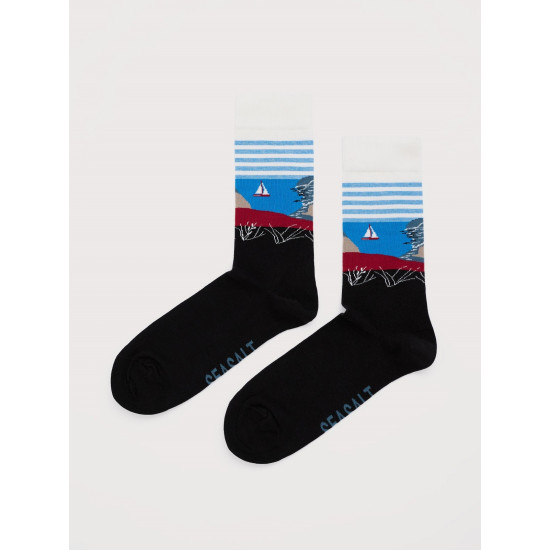 Seasalt Men's Postcard Socks - Landscape View Inkwell