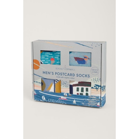 Seasalt Men's Postcard Socks Box O'4 - Evocative Mix