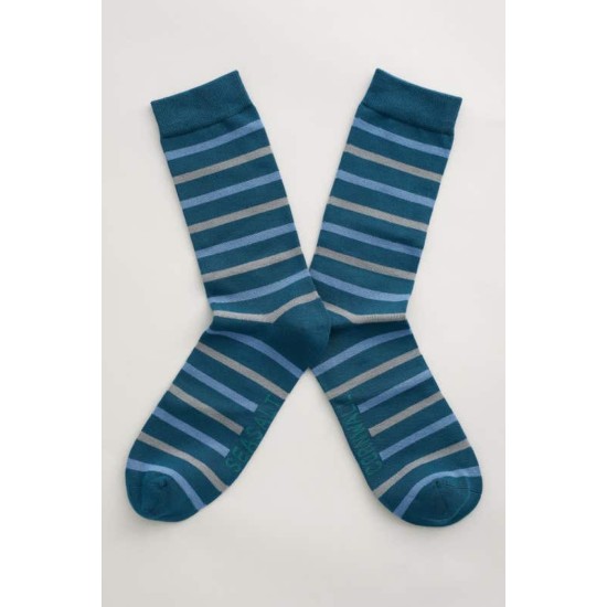 Seasalt Men's Sailor Socks - Duet Dark Eden Cornish Blue