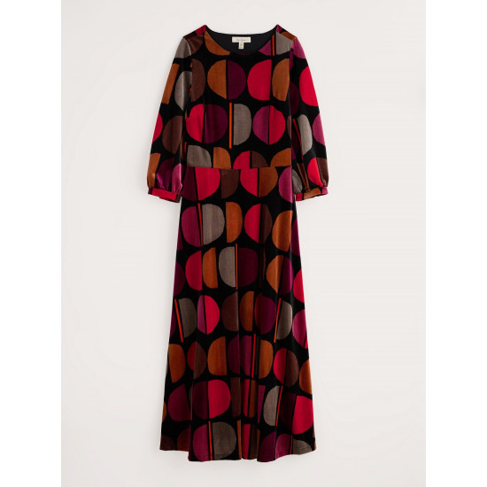 Seasalt Oak Cottage Velvet Dress - Half Moon Stamp Onyx