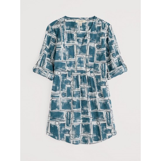 Seasalt Op Art Organic Cotton Tunic Top - Abstract Lines Chalk