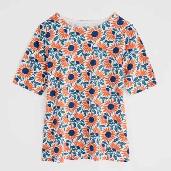 Seasalt Poisson Printed T-Shirt - Bold Sunflower Chalk