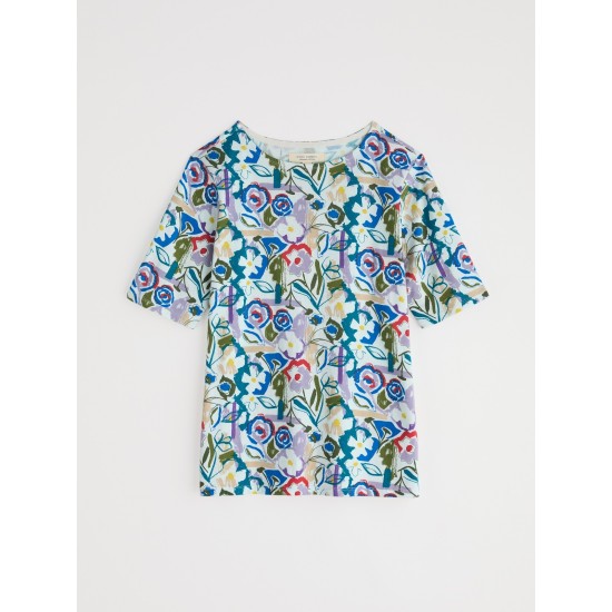 Seasalt Poisson Printed T-Shirt - Studio Floral Chalk