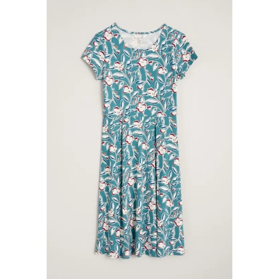 Seasalt Riviera Fit-and-Flare Dress - Trailing Flowers Stream