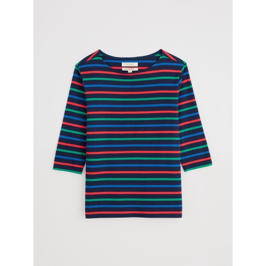 Seasalt Sailor 3/4 Sleeve Top - Tri Breton Maritime Glade