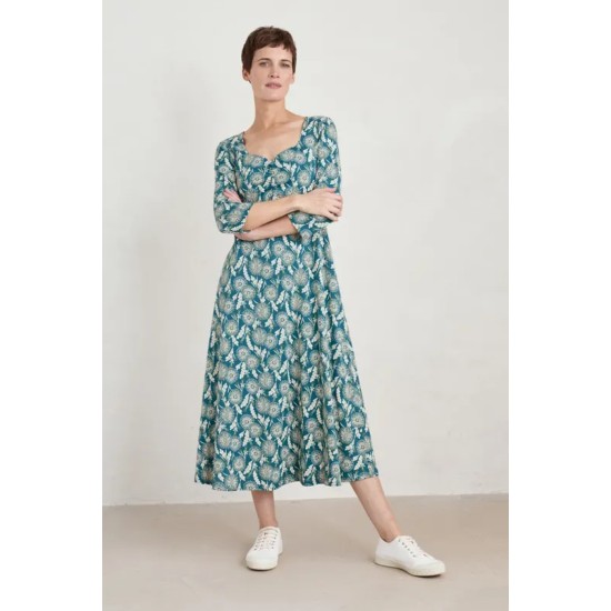 Seasalt Secret Cove 3/4 Sleeve Midi Dress - Dandelion Seed Seaway