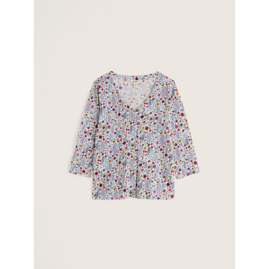 Seasalt Studio Glass 3/4 Sleeve Top - Wild Borders Chalk