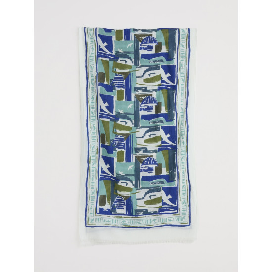 Seasalt Summer Scarf - Window Sketch Border Chalk