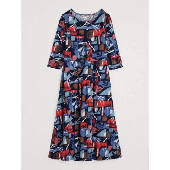 Seasalt Wild Bouquet 3/4 Midi Dress - Marine Forms Mussel
