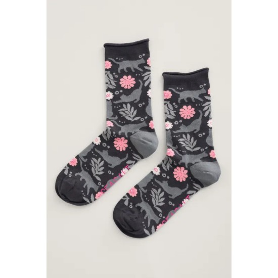 Seasalt Women's Arty Organic Cotton Socks - Campanula Nickel