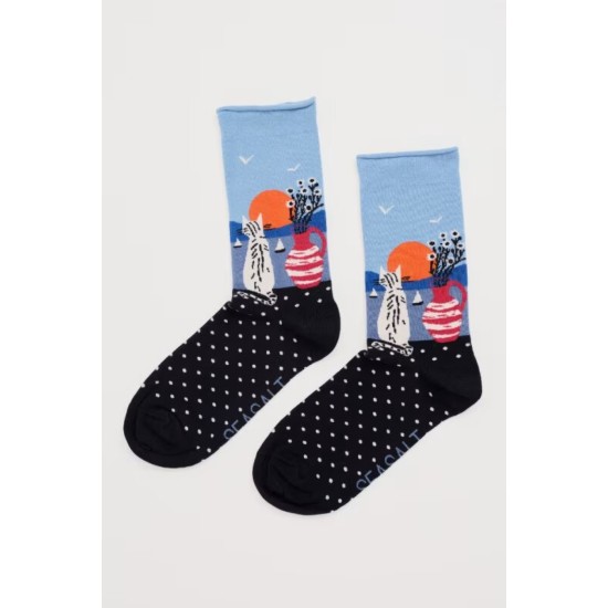 Seasalt Women's Arty Organic Cotton Socks - Coastal Cat Onyx