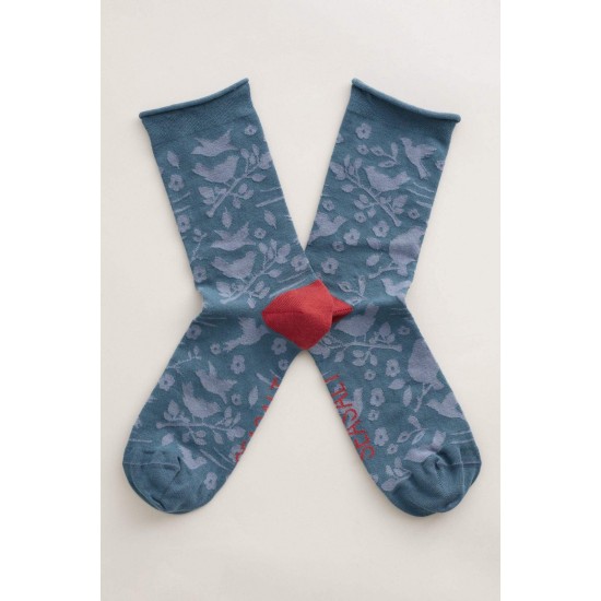 Seasalt Women's Arty Socks - Winged Flurry Dark Eden