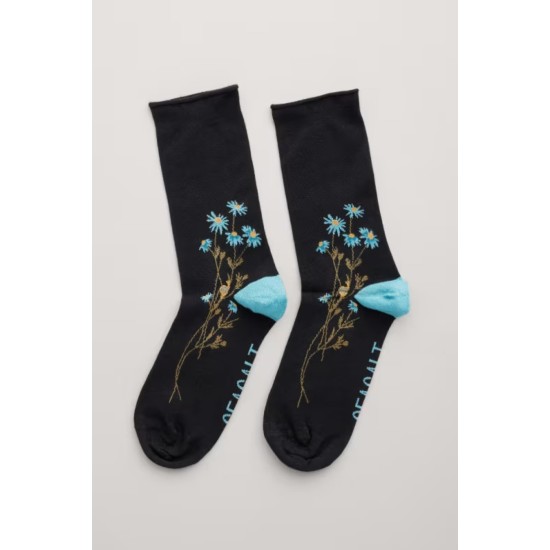 Seasalt Women's Bamboo Arty Socks - Daisy Path Onyx