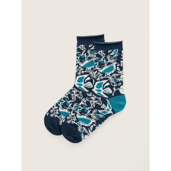 Seasalt Women's Bamboo Arty Socks - Festive Birds Raincloud