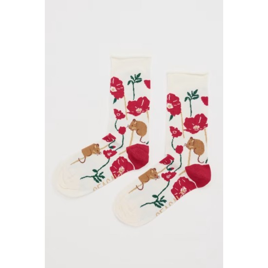 Seasalt Women's Bamboo Arty Socks - Gathered Grasses Chalk