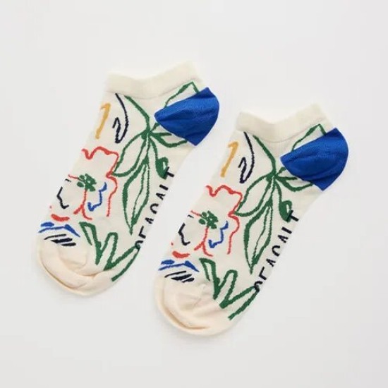 Seasalt Bamboo Arty Trainer Socks - Painters Garden Chalk Mix