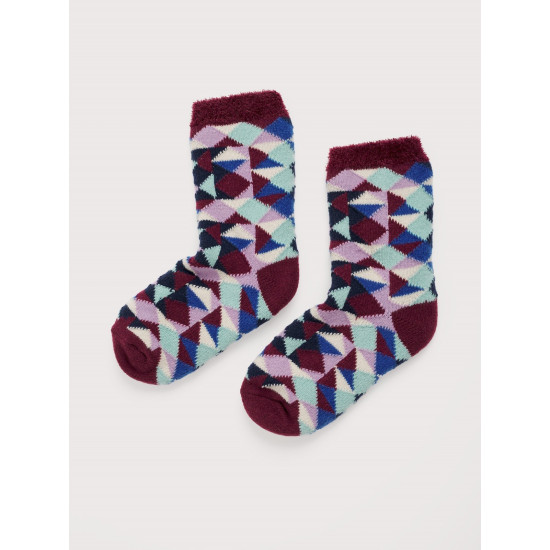 Seasalt Women's Cabin Socks - Cabin Geo Burgandy Mix