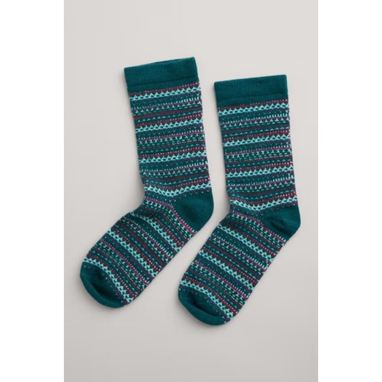 Seasalt Women's Fair Isle Socks - Sea Glass Dark Jade Mix