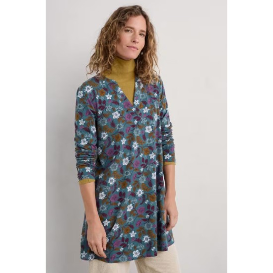 Seasalt Wreathe Tunic - Woodblock Bloom Dusky Jade