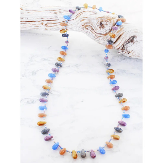 Suzie Blue DC1608P Long Glass Bead Necklace - Purple
