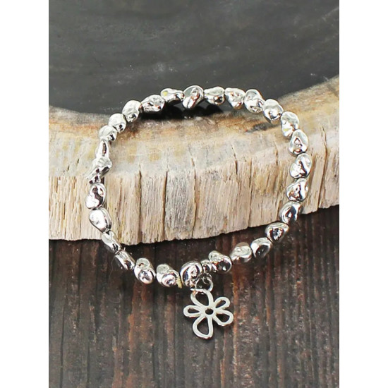 Suzie Blue SP101F Elasticated Nugget Bracelet With Flower Charm