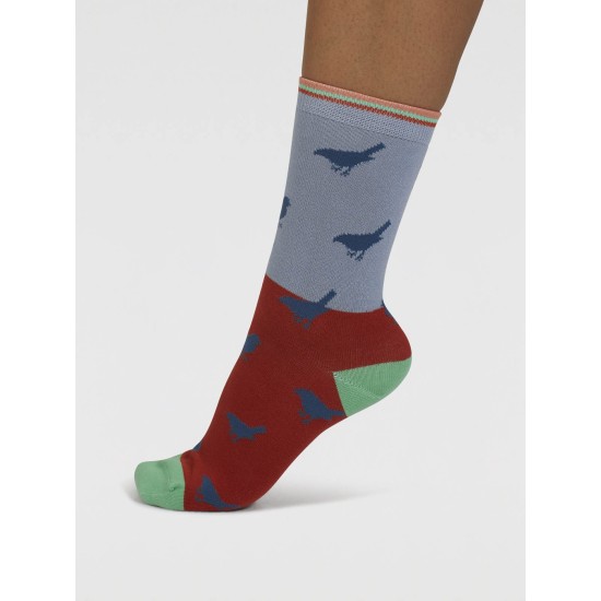 Thought Birdie Colour Block Bamboo Socks - Chambray Blue