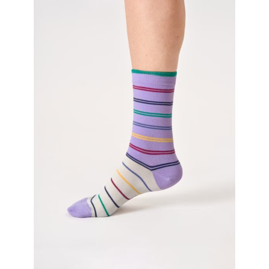 Thought Colour Block Stripe Bamboo Socks - Lavender Purple